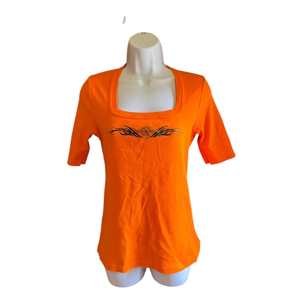 Harley-Davidson Womens Orange Square Neck Graphic T-Shirt‎ El Paso TX Medium